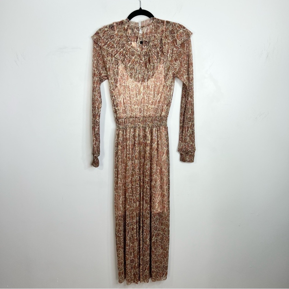 NWT Ted Baker London DEBBIX printed long sleeve sheer brown floral dress US 6 - Picture 5 of 17